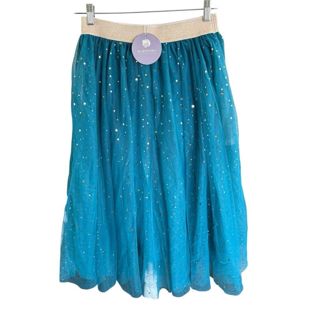 Elestory Maxi Skirt Tutu Tulle Teal Stars Ethereal Fairy Whimsyfairy Whimsical